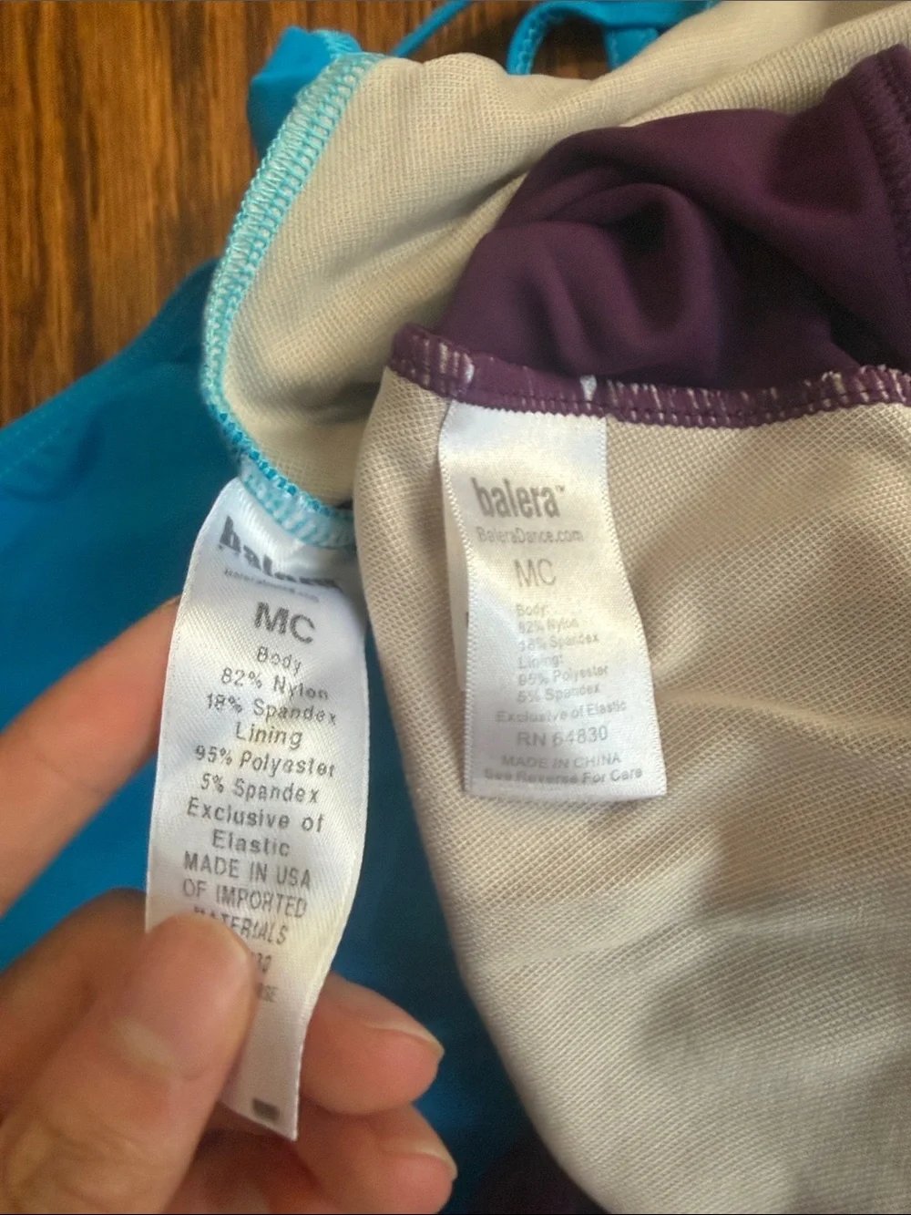 balera Blue and Purple Dance Leotards - Bundle of 2